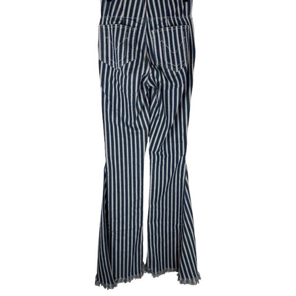 Show Me Your Mumu Womens Berkeley Bell Bottoms Striped Raw Hem Blue Size XS - Picture 4 of 14